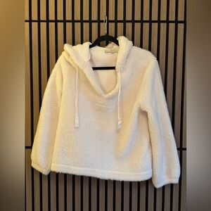 LOFT Plush Sherpa Hooded Pullover in Cream